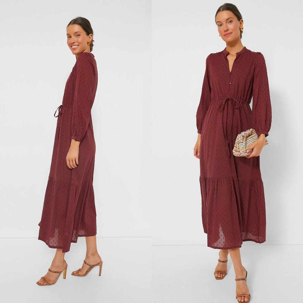 Emerson Fry Frances 3 Dress Swiss Dot Organic Cotton Midi Size S NWT - Picture 4 of 12